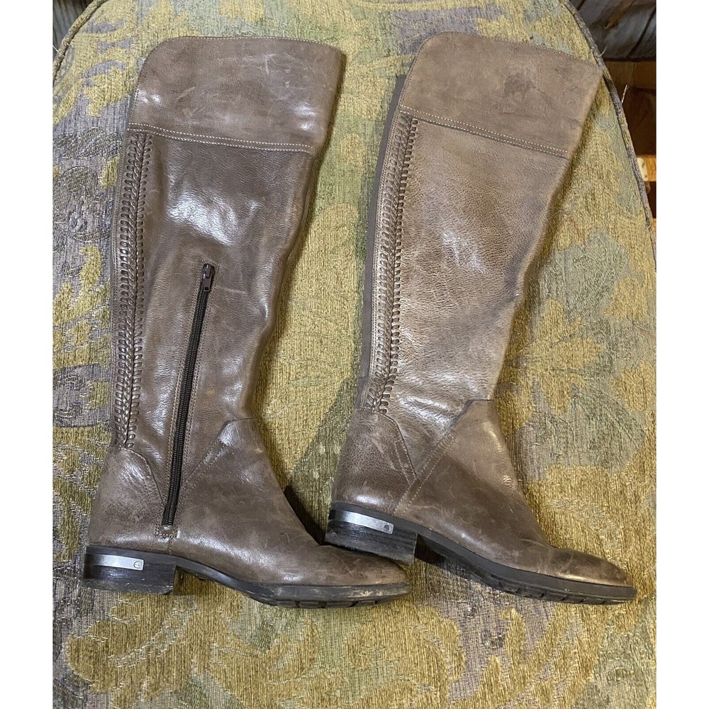Vince Camuto Pedra Over The Knee Wide Calf Leather Zip Boots Size 7.5